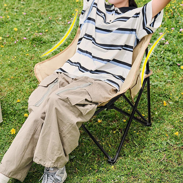 Modern Minimalist Arc-Shaped Steel Pipe Oxford Fabric Cotton Outdoor Foldable Camping Chair Backrest Armless For Garden