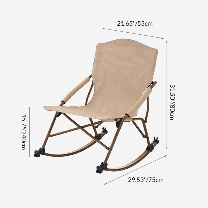 Chaise de camping à bascule pliable d'extérieur sans accoudoirs avec dossier, en tissu Oxford et tube en acier arqué, portable, style minimaliste moderne, pour jardin 