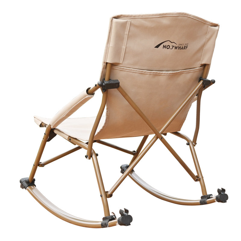 Modern Minimalist Portable Arc Steel Pipe Oxford Fabric Outdoor Foldable Rocking Camping Chair Backrest Armless For Garden