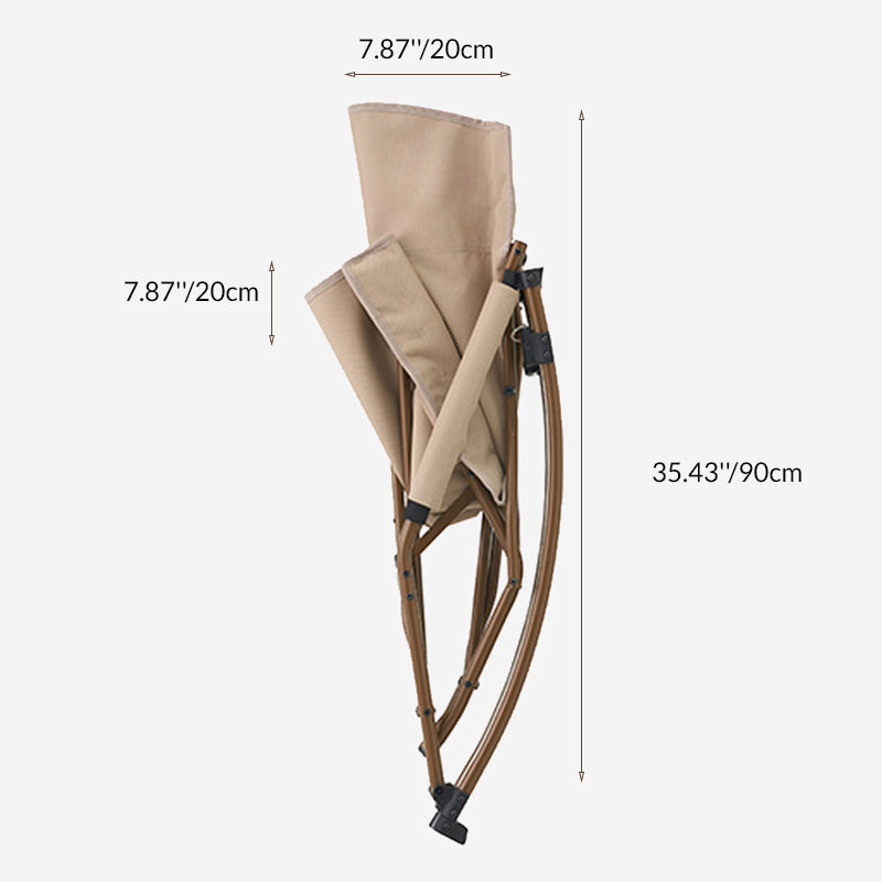Modern Minimalist Portable Arc Steel Pipe Oxford Fabric Outdoor Foldable Rocking Camping Chair Backrest Armless For Garden