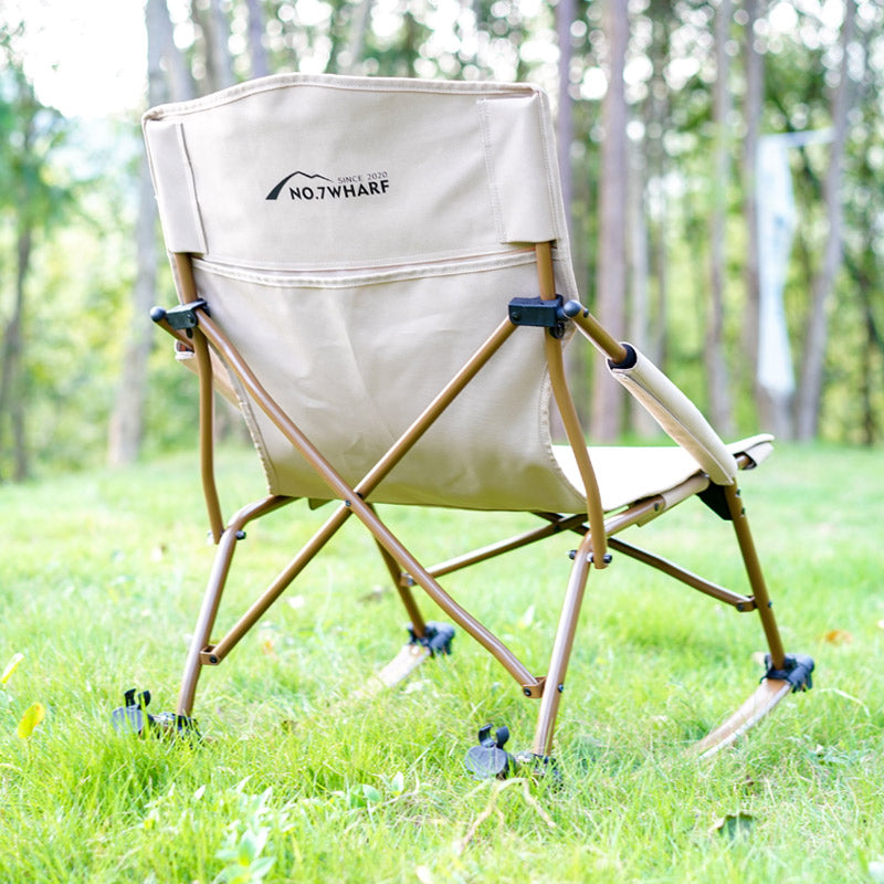 Modern Minimalist Portable Arc Steel Pipe Oxford Fabric Outdoor Foldable Rocking Camping Chair Backrest Armless For Garden