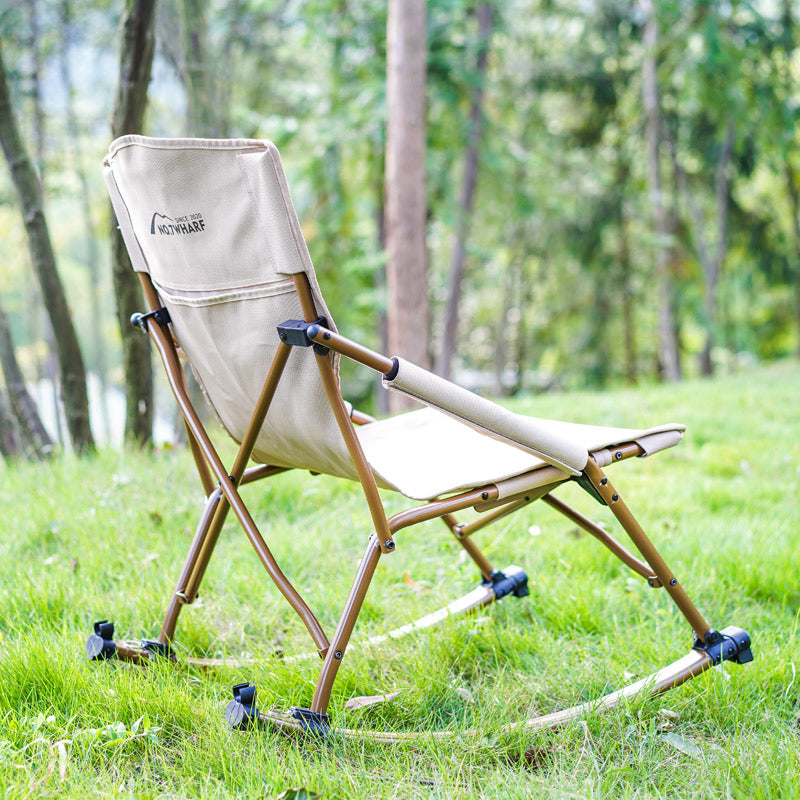 Modern Minimalist Portable Arc Steel Pipe Oxford Fabric Outdoor Foldable Rocking Camping Chair Backrest Armless For Garden