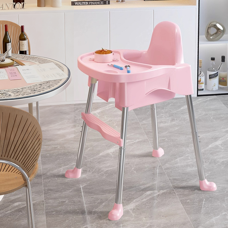 Chaise de salle à manger pour enfants en PP, cuir PU et acier inoxydable, au design moderne minimaliste, trapézoïdal arqué et relevable, avec dossier et accoudoirs 