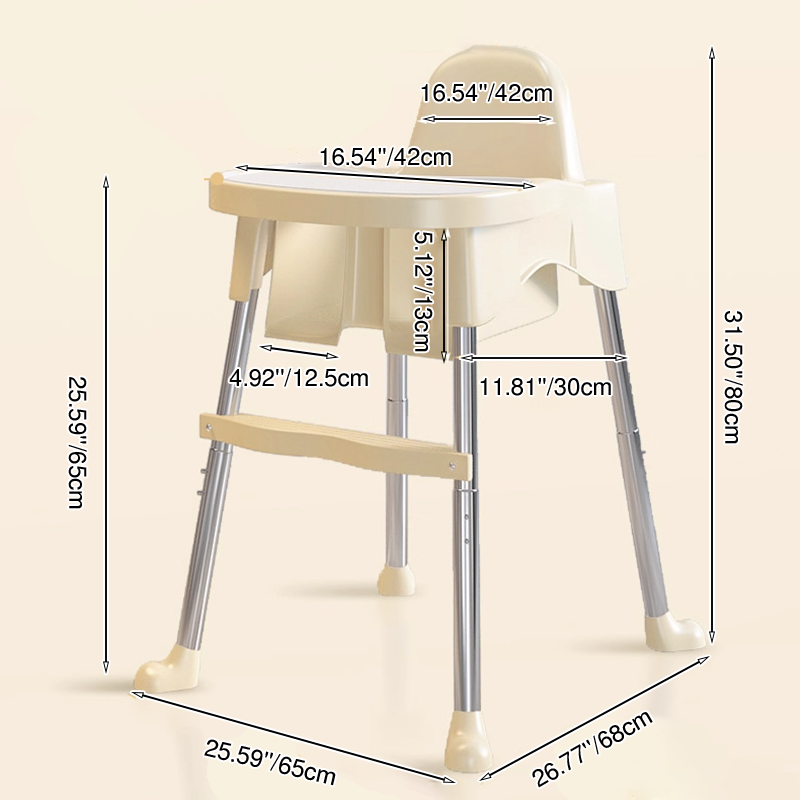 Chaise de salle à manger pour enfants en PP, cuir PU et acier inoxydable, au design moderne minimaliste, trapézoïdal arqué et relevable, avec dossier et accoudoirs 