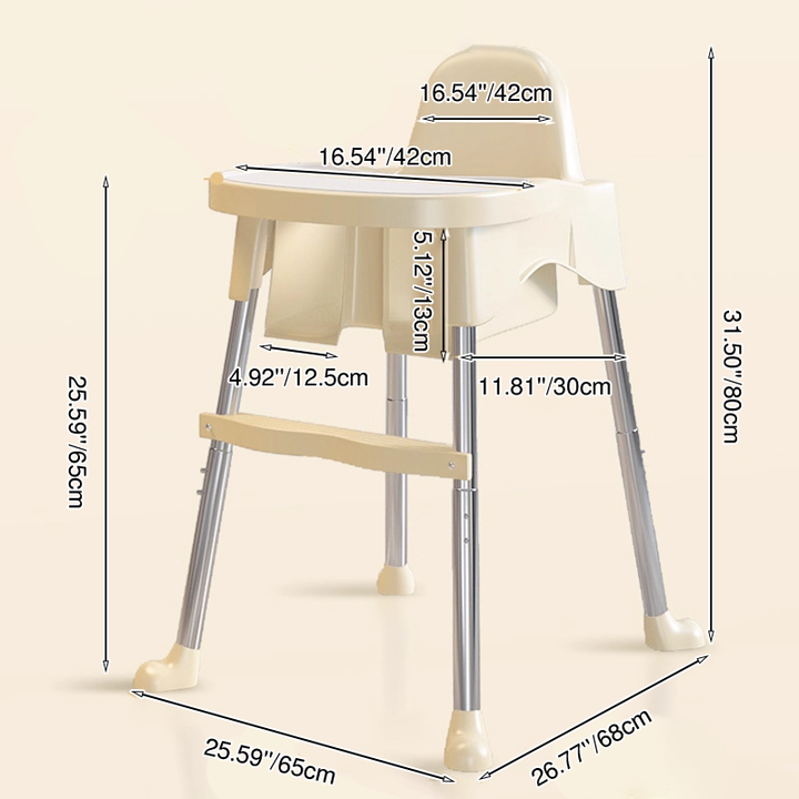 Chaise de salle à manger pour enfants en PP, cuir PU et acier inoxydable, au design moderne minimaliste, trapézoïdal arqué et relevable, avec dossier et accoudoirs 