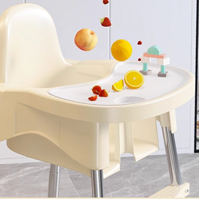 Chaise de salle à manger pour enfants en PP, cuir PU et acier inoxydable, au design moderne minimaliste, trapézoïdal arqué et relevable, avec dossier et accoudoirs 