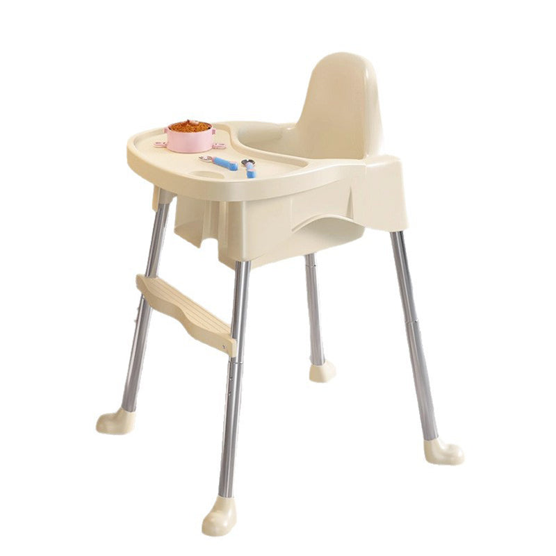 Chaise de salle à manger pour enfants en PP, cuir PU et acier inoxydable, au design moderne minimaliste, trapézoïdal arqué et relevable, avec dossier et accoudoirs 