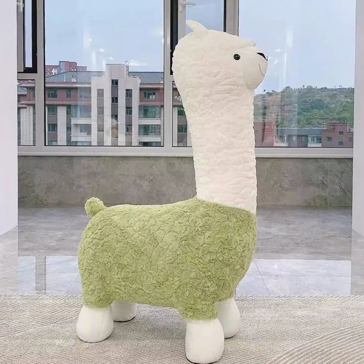 Tabouret bas sans dossier ni accoudoirs pour enfants, en alpaga cartoon contemporain créatif, laine d&