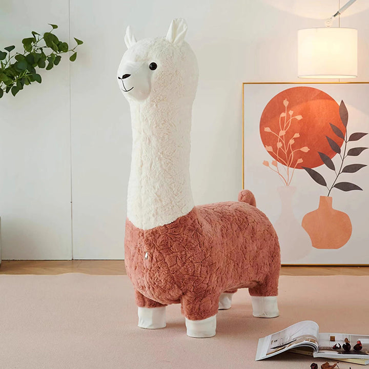 Tabouret bas sans dossier ni accoudoirs pour enfants, en alpaga cartoon contemporain créatif, laine d&