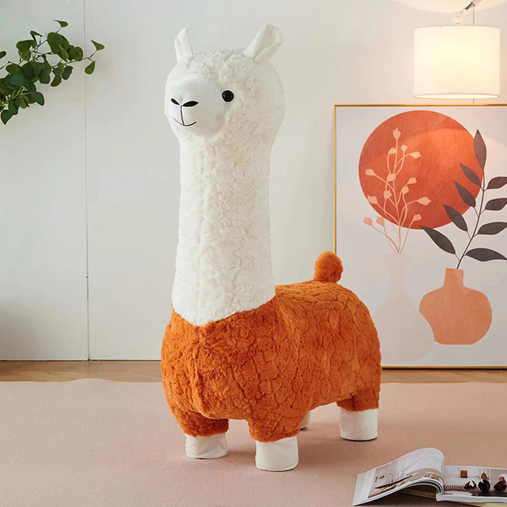 Tabouret bas sans dossier ni accoudoirs pour enfants, en alpaga cartoon contemporain créatif, laine d&
