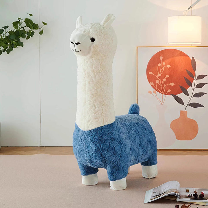 Tabouret bas sans dossier ni accoudoirs pour enfants, en alpaga cartoon contemporain créatif, laine d&