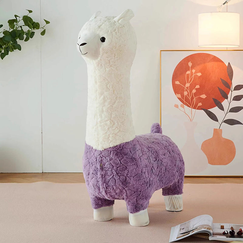 Tabouret bas sans dossier ni accoudoirs pour enfants, en alpaga cartoon contemporain créatif, laine d&