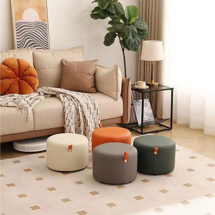 Contemporary Nordic Cylinder Multi-Layer Board Cat Scratching Leather Sponge Low Stool Backless Armless For Entryway