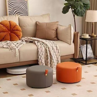 Contemporary Nordic Cylinder Multi-Layer Board Cat Scratching Leather Sponge Low Stool Backless Armless For Entryway