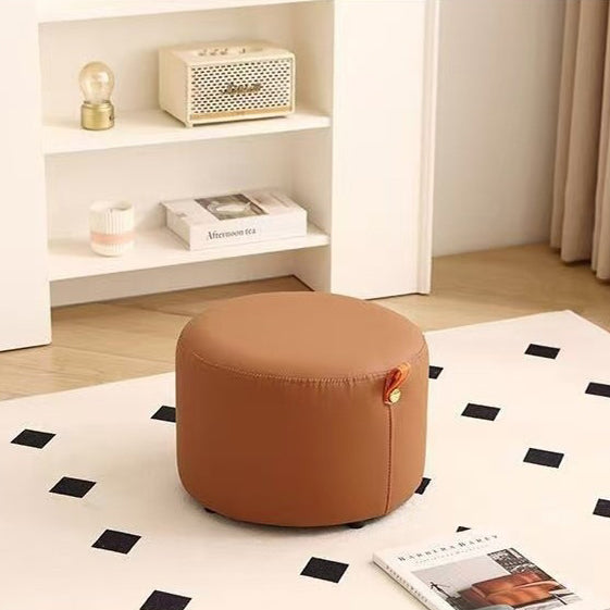 Contemporary Nordic Cylinder Multi-Layer Board Cat Scratching Leather Sponge Low Stool Backless Armless For Entryway