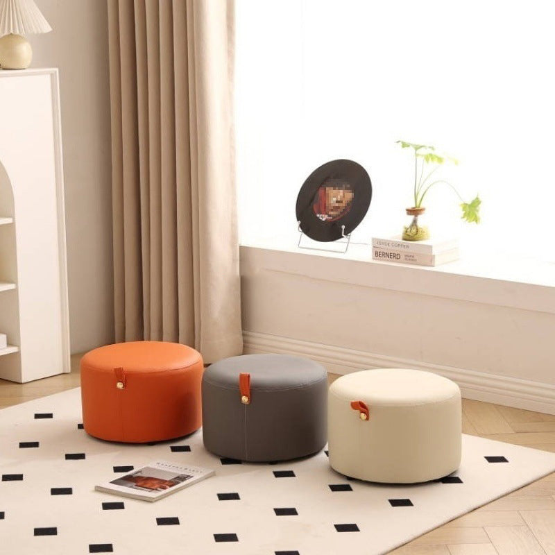 Contemporary Nordic Cylinder Multi-Layer Board Cat Scratching Leather Sponge Low Stool Backless Armless For Entryway