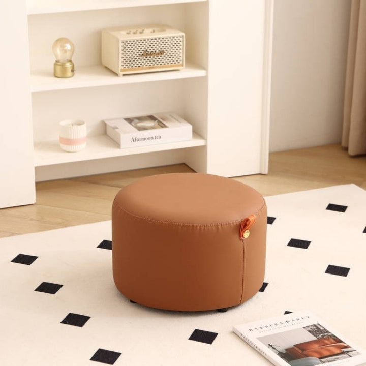 Contemporary Nordic Cylinder Multi-Layer Board Cat Scratching Leather Sponge Low Stool Backless Armless For Entryway