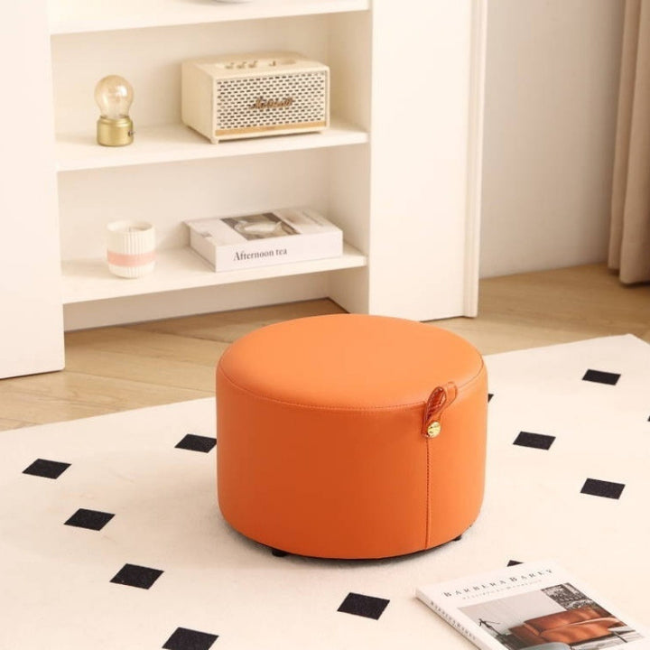 Contemporary Nordic Cylinder Multi-Layer Board Cat Scratching Leather Sponge Low Stool Backless Armless For Entryway