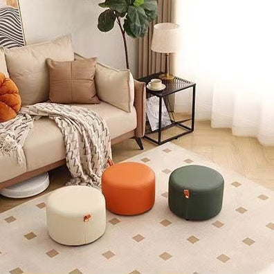 Contemporary Nordic Cylinder Multi-Layer Board Cat Scratching Leather Sponge Low Stool Backless Armless For Entryway