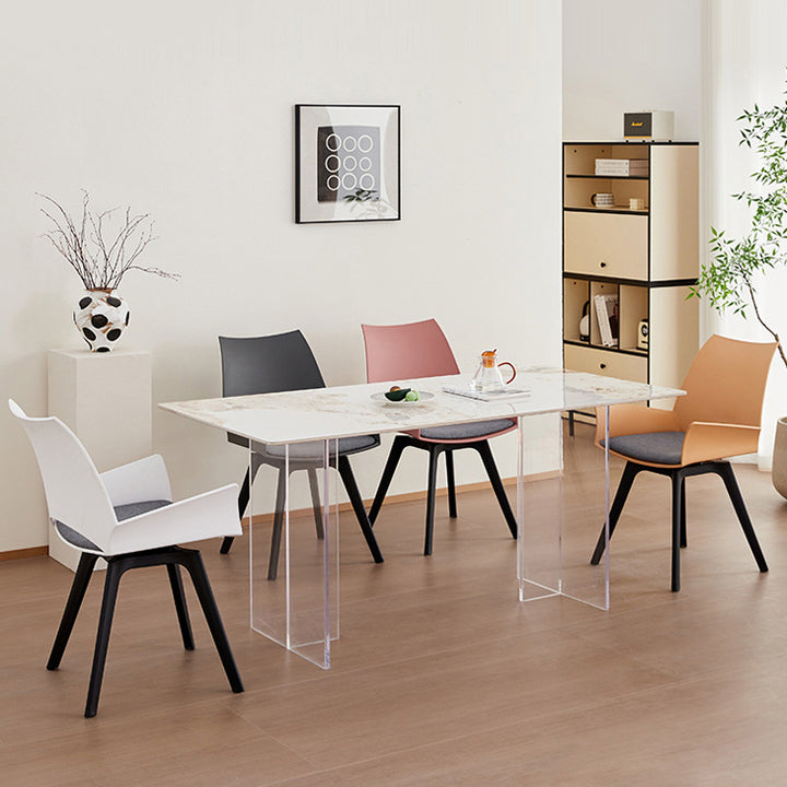 Zeitgenössischer industrieller trapezförmiger Kunststoff-Kohlenstoffstahl-Stoff-Schwamm-Drehbarer Ergonomischer Schreibtischstuhl Rückenlehne Armlehne für Home Office 