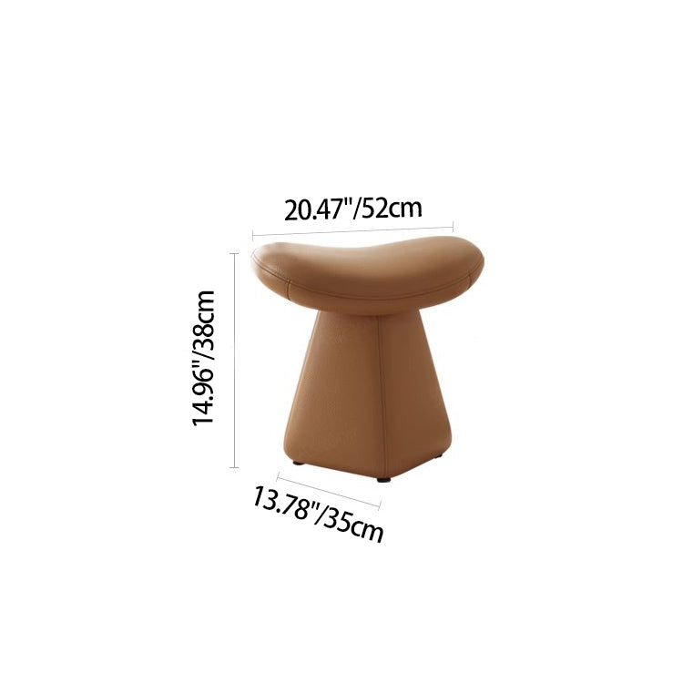 Contemporary Scandinavian Geometric Solid Wood Faux Leather Sponge Latex Movable Vanity Stool Backless Armless For Bedroom