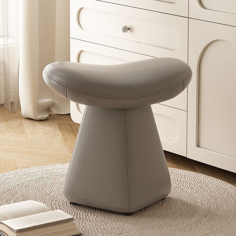 Contemporary Scandinavian Geometric Solid Wood Faux Leather Sponge Latex Movable Vanity Stool Backless Armless For Bedroom