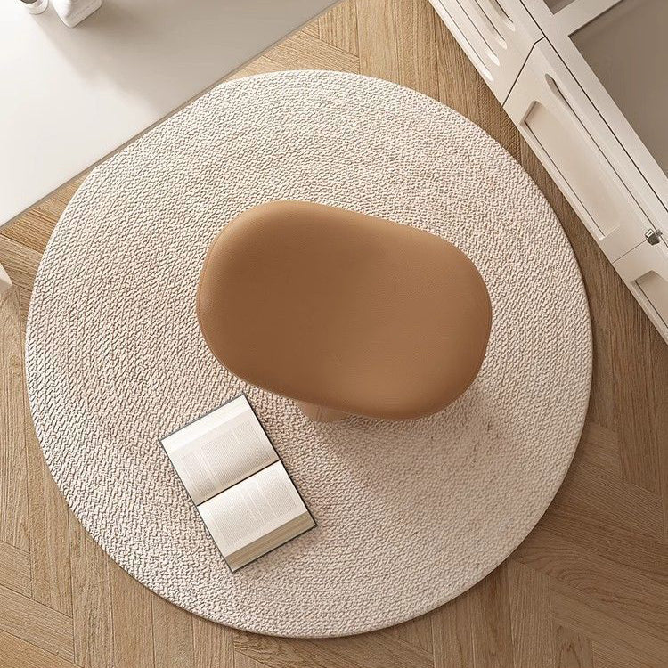 Contemporary Scandinavian Geometric Solid Wood Faux Leather Sponge Latex Movable Vanity Stool Backless Armless For Bedroom