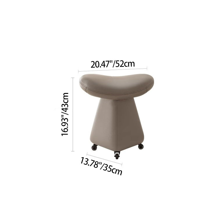 Contemporary Scandinavian Geometric Solid Wood Faux Leather Sponge Latex Movable Vanity Stool Backless Armless For Bedroom