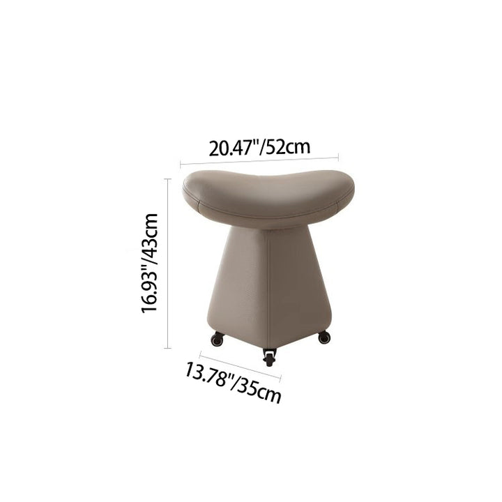 Contemporary Scandinavian Geometric Solid Wood Faux Leather Sponge Latex Movable Vanity Stool Backless Armless For Bedroom