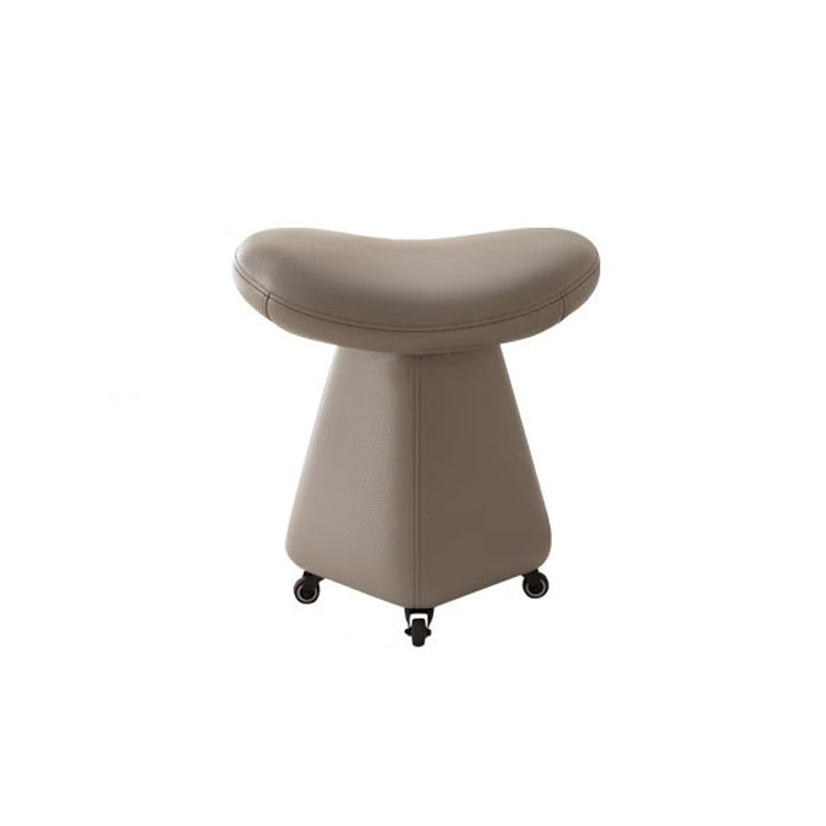 Contemporary Scandinavian Geometric Solid Wood Faux Leather Sponge Latex Movable Vanity Stool Backless Armless For Bedroom