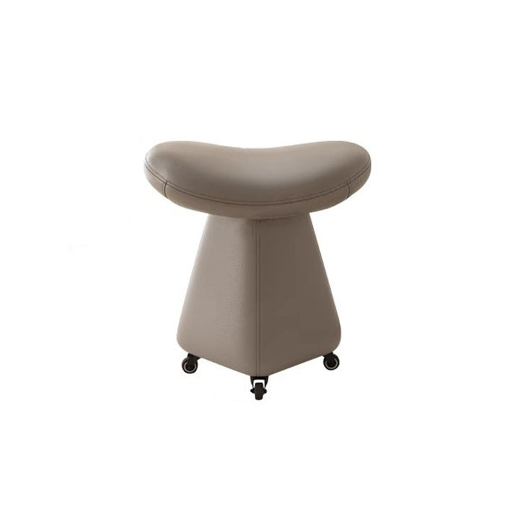 Contemporary Scandinavian Geometric Solid Wood Faux Leather Sponge Latex Movable Vanity Stool Backless Armless For Bedroom