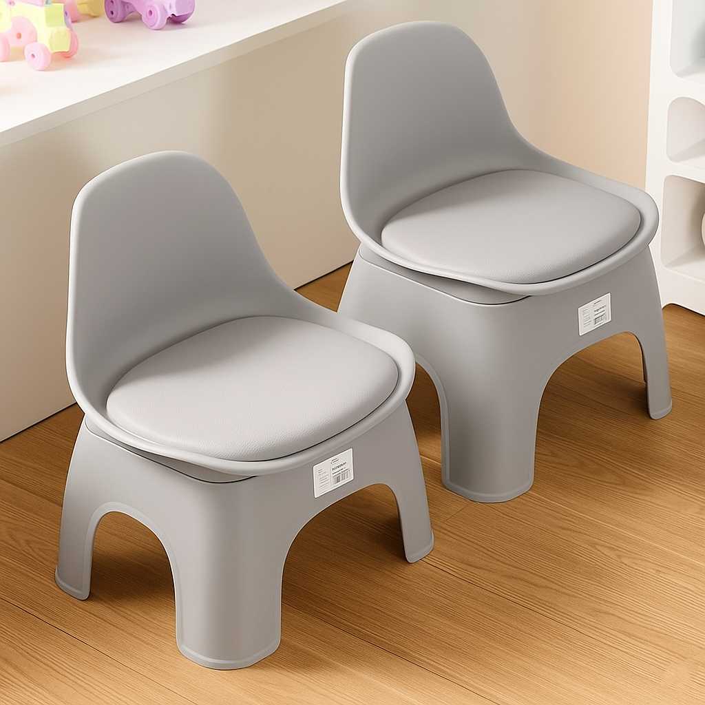 Moderno Minimalista Impermeable Arco Cuadrado Taburete Bajo de Plástico para Niños con Respaldo Sin Brazos Para Sala de Estar 