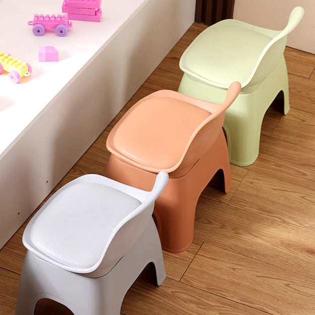 Moderno Minimalista Impermeable Arco Cuadrado Taburete Bajo de Plástico para Niños con Respaldo Sin Brazos Para Sala de Estar 