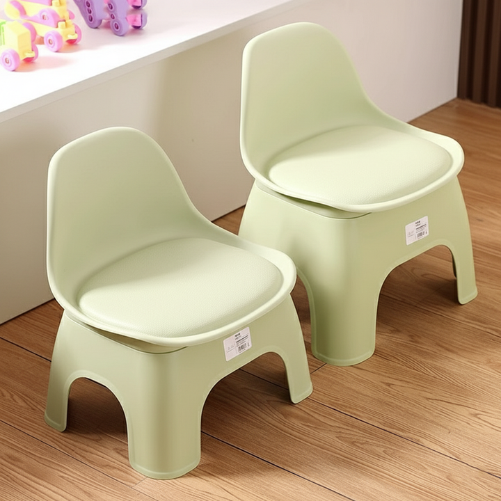Moderno Minimalista Impermeable Arco Cuadrado Taburete Bajo de Plástico para Niños con Respaldo Sin Brazos Para Sala de Estar 