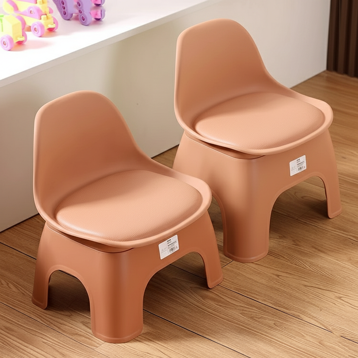Moderno Minimalista Impermeable Arco Cuadrado Taburete Bajo de Plástico para Niños con Respaldo Sin Brazos Para Sala de Estar 