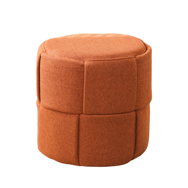 Contemporary Nordic Cylinder Plywood Pine Wood Fabric Sponge Low Stool Backless Armless For Hallway