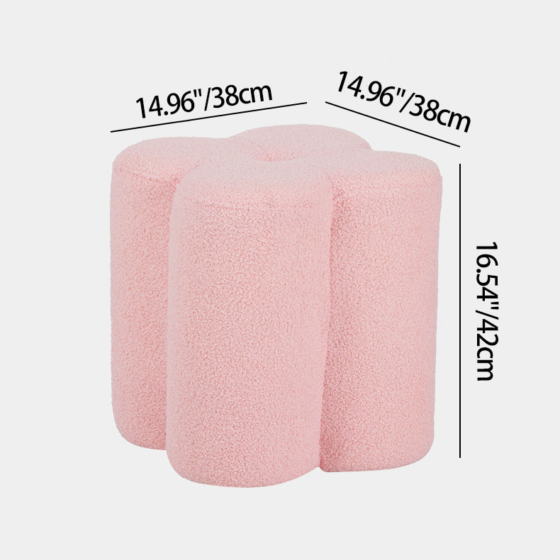 Traditioneller französischer Zylinder Petal Holz Teddy Fleece Schwamm Niedriger Hocker Rücken- und Armlehnenlos Für Flur 