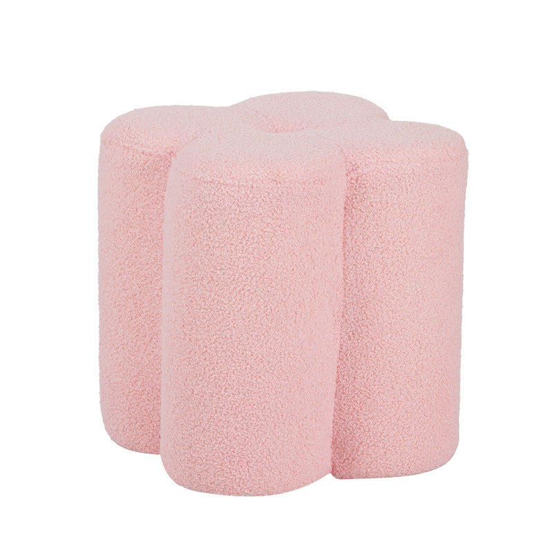 Traditioneller französischer Zylinder Petal Holz Teddy Fleece Schwamm Niedriger Hocker Rücken- und Armlehnenlos Für Flur 
