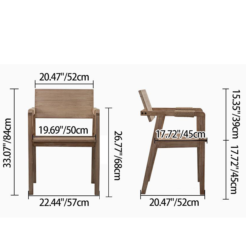 Contemporary Boho Rectangular Rubberwood Multilayer Board PU Leather Sponge Dining Chair Backrest Armrest For Dining Room &amp; Kitchen