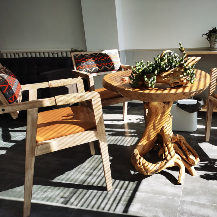 Contemporary Boho Rectangular Rubberwood Multilayer Board PU Leather Sponge Dining Chair Backrest Armrest For Dining Room &amp; Kitchen