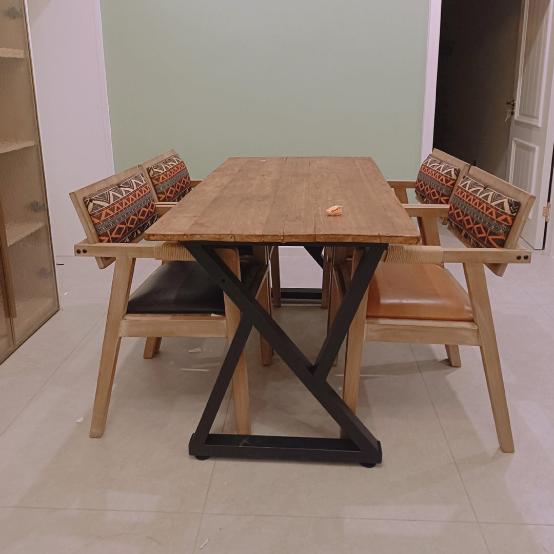 Contemporary Boho Rectangular Rubberwood Multilayer Board PU Leather Sponge Dining Chair Backrest Armrest For Dining Room &amp; Kitchen