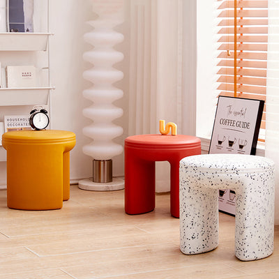Modern Minimalist PP Round Low Stool Armless For Living Room