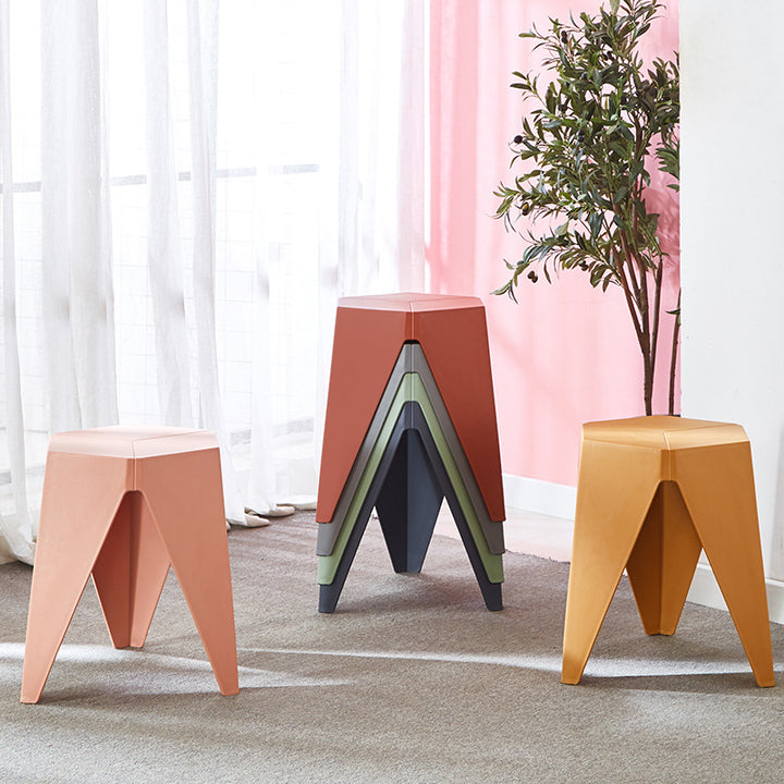 Modern Minimalist PE Square Low Stool Armless For Dining Room &amp; Kitchen