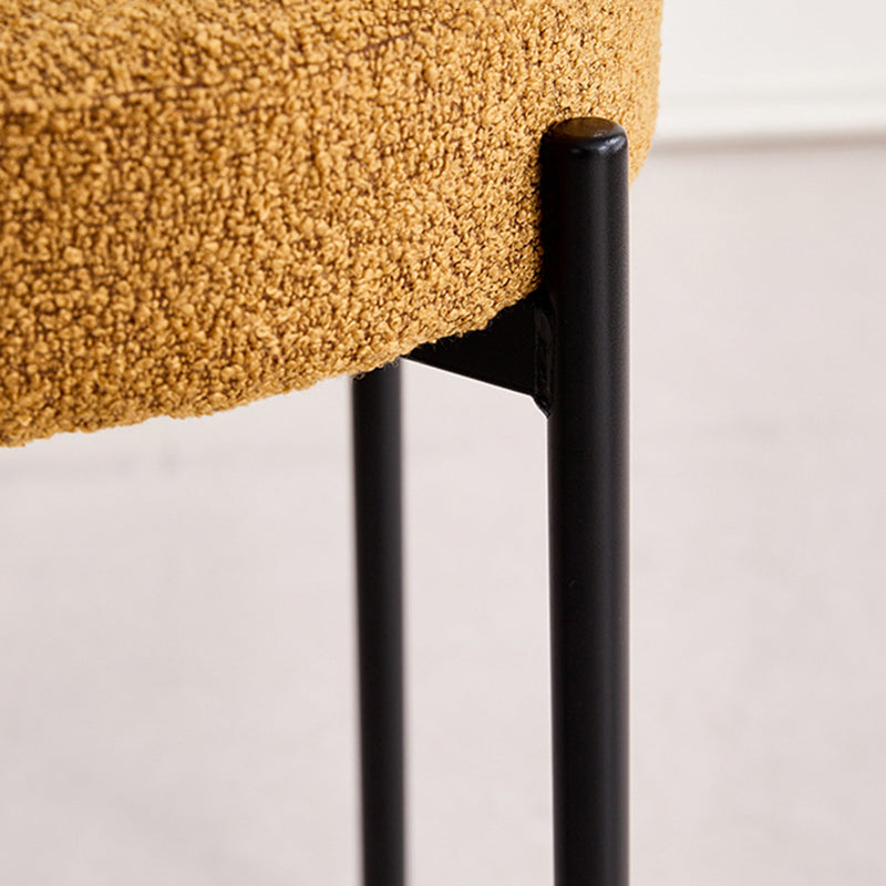 Contemporary Scandinavian Iron Cotton Linen Round Vanity Stool Armless For Bedroom