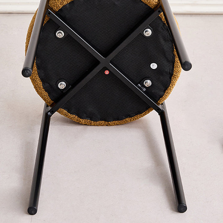 Contemporary Scandinavian Iron Cotton Linen Round Vanity Stool Armless For Bedroom