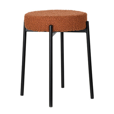 Contemporary Scandinavian Iron Cotton Linen Round Vanity Stool Armless For Bedroom