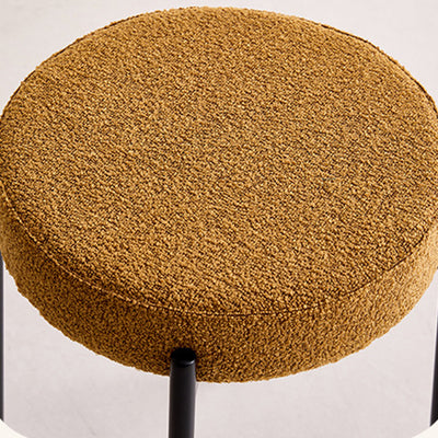 Contemporary Scandinavian Iron Cotton Linen Round Vanity Stool Armless For Bedroom