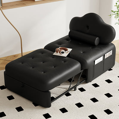 Modern Minimalist Faux Leather Latex Sponge Pine Pile Velvet Carbon Steel Retractable And Foldable Square Accent Chair Backrest For Living Room