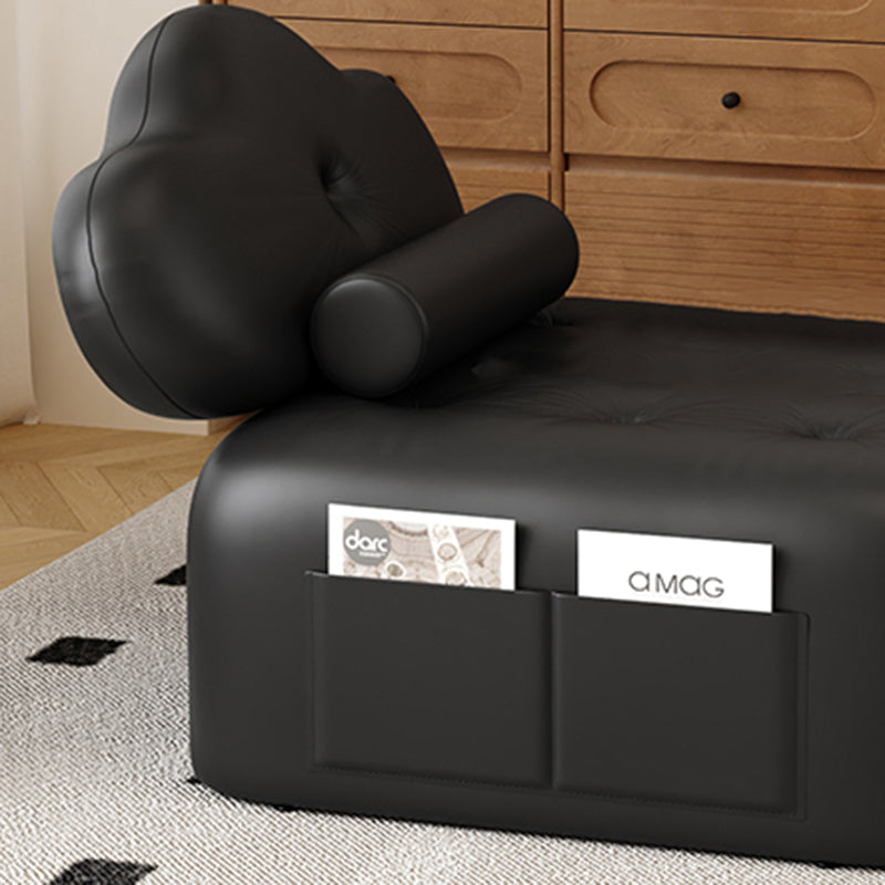 Modern Minimalist Faux Leather Latex Sponge Pine Pile Velvet Carbon Steel Retractable And Foldable Square Accent Chair Backrest For Living Room