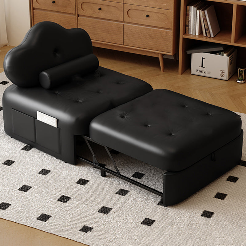 Modern Minimalist Faux Leather Latex Sponge Pine Pile Velvet Carbon Steel Retractable And Foldable Square Accent Chair Backrest For Living Room